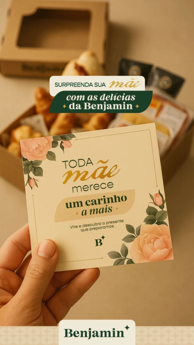 Toda mulher merece flores, mas pro dia ficar ainda mais especial, presenteie com carinho em formas de sabores.

Surpreenda com uma cesta recheada de delícias especiais, feita com afeto, frescor e aquele toque Benjamin que transforma qualquer data em um momento inesquecível. 💛

Garanta a sua encomenda e celebre do jeito mais gostoso!

#benjaminpadaria #benjapadaria #padariasp #saopaulo #cafedamanha #diadasmaes #cestas #deliciasbenjamin