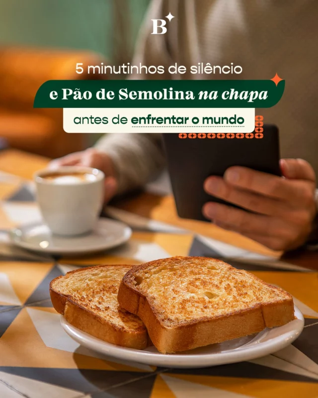 Desfrute do nosso pão de semolina na chapa para fazer da sua manhã um respiro antes do ritmo acelerado começar.

Um café quentinho, aquele sabor doce e aconchegante, e um momento só seu,  porque às vezes, é tudo o que a gente precisa pra começar bem. ☕

Vem viver esse momento por aqui.

#Benjamin #PadariaSP #CaféDaManhã #PãoNaChapa