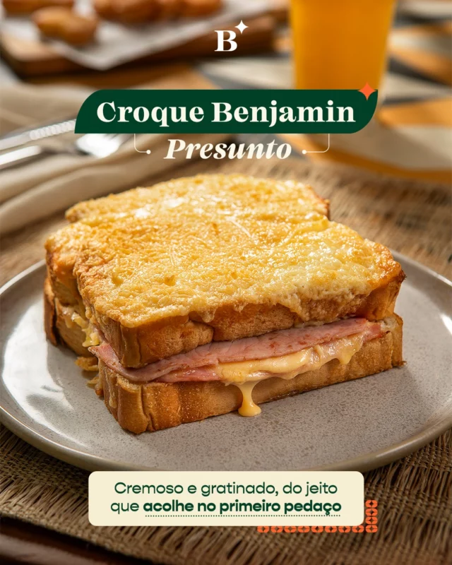 O queijo derretido, o presunto no ponto e o pão dourado que só a Benjamin sabe fazer. Nosso Croque é a definição de conforto em forma de lanche!

Perfeito pra qualquer hora, especialmente pro momento em que você só quer uma pausa para desacelerar.

#Benjamin #PadariaSP #CroqueBenjamin