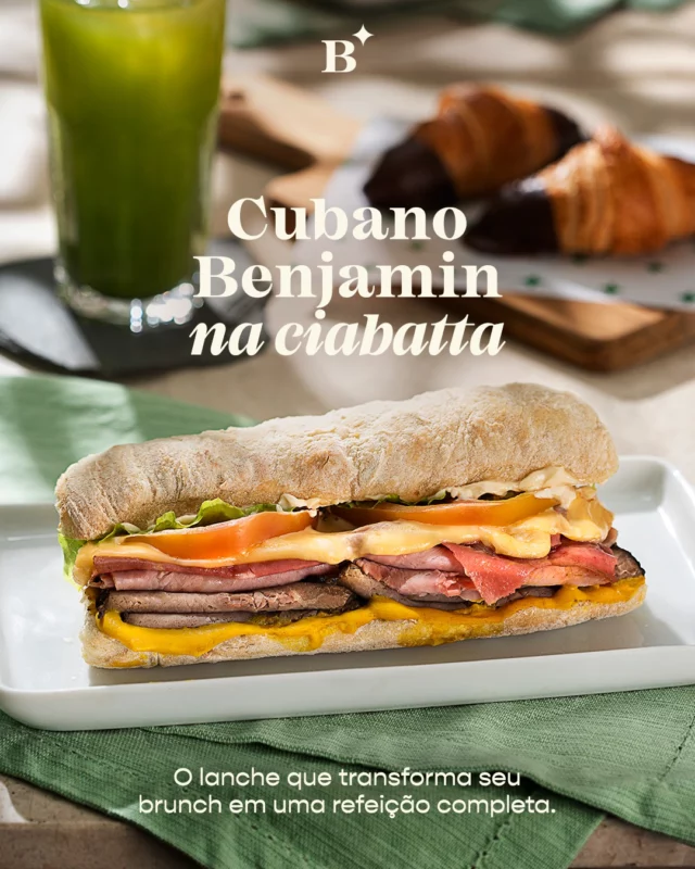 Já sabe como vai ser a vibe do seu próximo brunch? 

Aqui vai uma dica: nosso Cubano na ciabatta é generoso no recheio, fresquinho e cheio de sabor. Um lanche que combina com aquele suco gelado e garante a pausa perfeita do seu dia.

#Benjamin #PadariaSP #Ciabatta #Lanche #Brunch