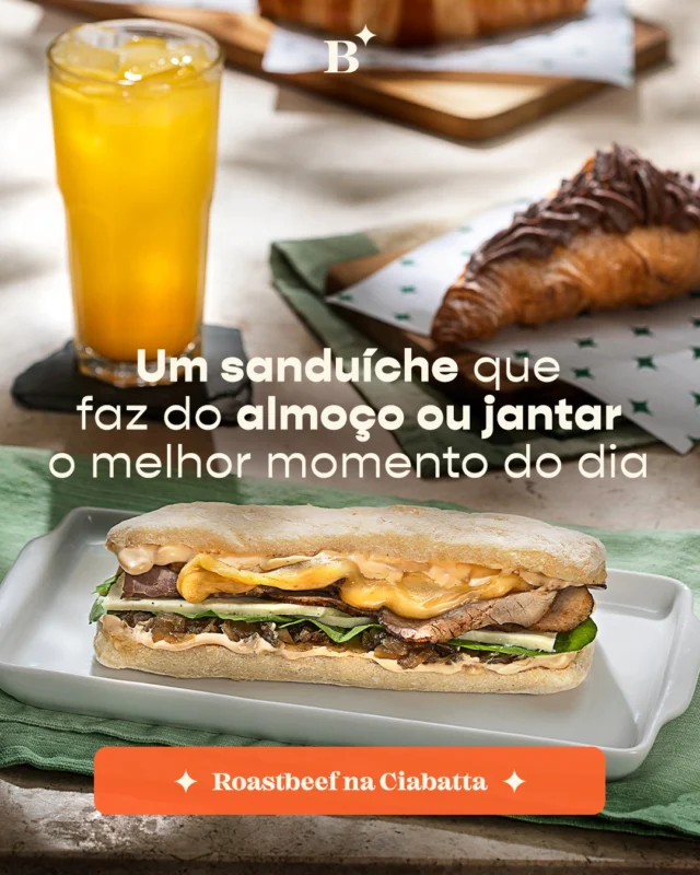 Tem dias que tudo o que você precisa é de um sanduíche bem feito e um tempo só pra você.

O Roastbeef na Ciabatta entra nesse momento com sabor e praticidade, deixando o intervalo mais gostoso e fazendo a diferença no seu dia.

Disponível nas nossas padarias e também no iFood.

#Benjamin #PadariaSP #Ciabatta #Roastbeef #Almoço