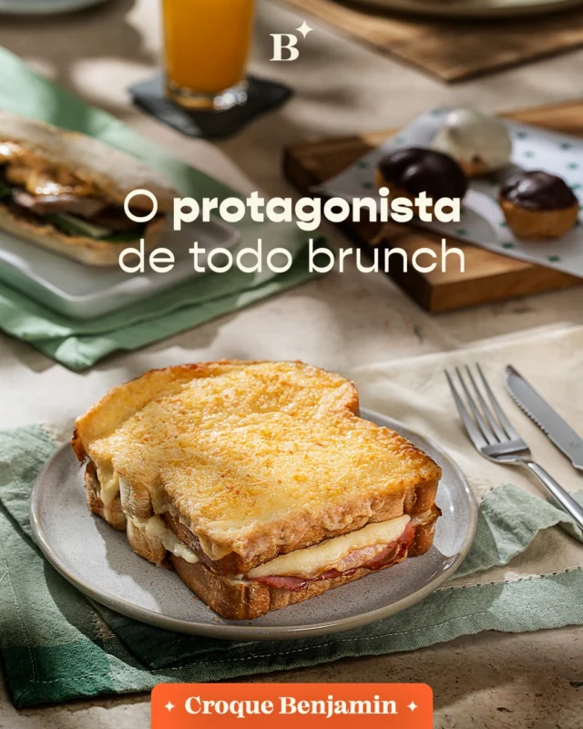 Um pão dourado, camadas generosas de queijo com presunto e aquele gratinado que faz toda a diferença. ✨

Nosso Croque é puro sabor, feito para deixar seu brunch ainda mais especial.

Já pensou nessa pausa gostosa hoje? 🧡 Disponível na nossa padaria e também no iFood.

#Benjamin #PadariaSP #CroqueBenjamin #Brunch #ComfortFood