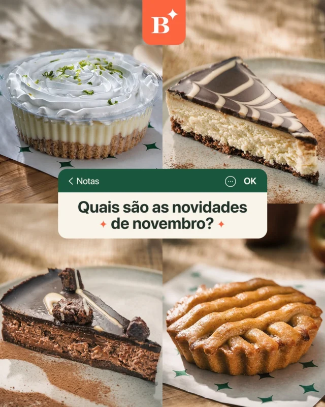 O que falar de novembro? Um verdadeiro sucesso, cheio de novidades 💚

Chegaram novos sabores de tortas para ser o seu docinho preferido após qualquer refeição. 

Já experimentou alguma dessas novidades?

#Benjamin #PadariaSP #Croissant #Torta #Ninho #Brownie