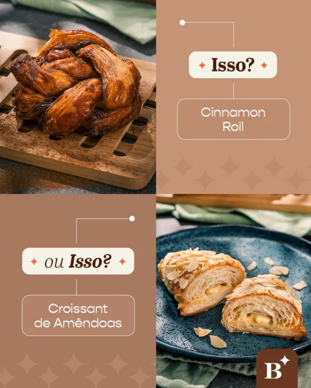 Difícil mesmo é escolher só um. 🧡

🥮 Tem dia que pede o conforto do Cinnamon Roll: uma massa macia, enrolada com canela, assada até ficar quentinha e aromática, daquelas que abraçam no primeiro pedaço.

🥐 Mas também tem os dias que pedem a leveza do Croissant de Amêndoas, amanteigado e com recheio inspirado no clássico sonho de padaria.

Escolha o seu favorito e aproveite um momento especial hoje.

#Benjamin #PadariaSP #Brunch #CinnamonRoll #Croissant