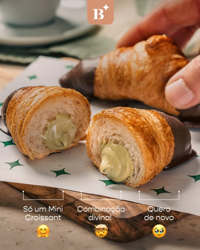 A gente começa pensando: “só um mini croissant”.

Aí vem a primeira mordida. A massa folhada, o recheio cremoso de pistache e o chocolate equilibrando tudo.

Quando percebe… já está pensando em pedir outro. 🤎

#BenjaminAPadaria #PadariaSP #Croissant #Pistache