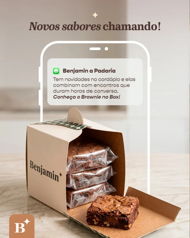 Novidade no cardápio, clima de encontro e uma boa desculpa para ficar mais um pouco.

Chegou o novo brownie no box e novos sabores de croissant para deixar sua pausa mais gostosa, seja para dividir, experimentar ou transformar qualquer momento do dia em programa.

Chame seu par e venha provar as novidades!

#BenjaminAPadaria #PadariaSP #Café #Sobremesas #Brownie #DiaDosNamorados