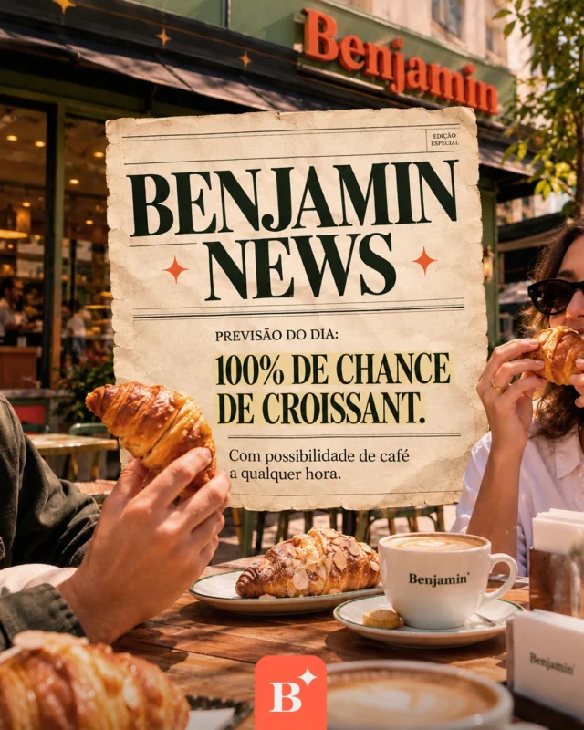 A previsão para hoje é de uma pausa gostosa, com croissant fresquinho e café para acompanhar. 🥐☕

Tudo indicando um dia com condições perfeitas para desacelerar um pouquinho e aproveitar o momento.

#Benjamin #BenjaminAPadaria #Croissant #Café #PadariaSP