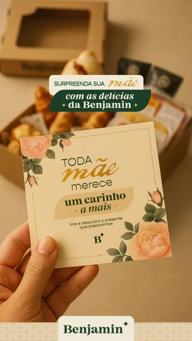 Toda mulher merece flores, mas pro dia ficar ainda mais especial, presenteie com carinho em formas de sabores.

Surpreenda com uma cesta recheada de delícias especiais, feita com afeto, frescor e aquele toque Benjamin que transforma qualquer data em um momento inesquecível. 💛

Garanta a sua encomenda e celebre do jeito mais gostoso!

#benjaminpadaria #benjapadaria #padariasp #saopaulo #cafedamanha #diadasmaes #cestas #deliciasbenjamin