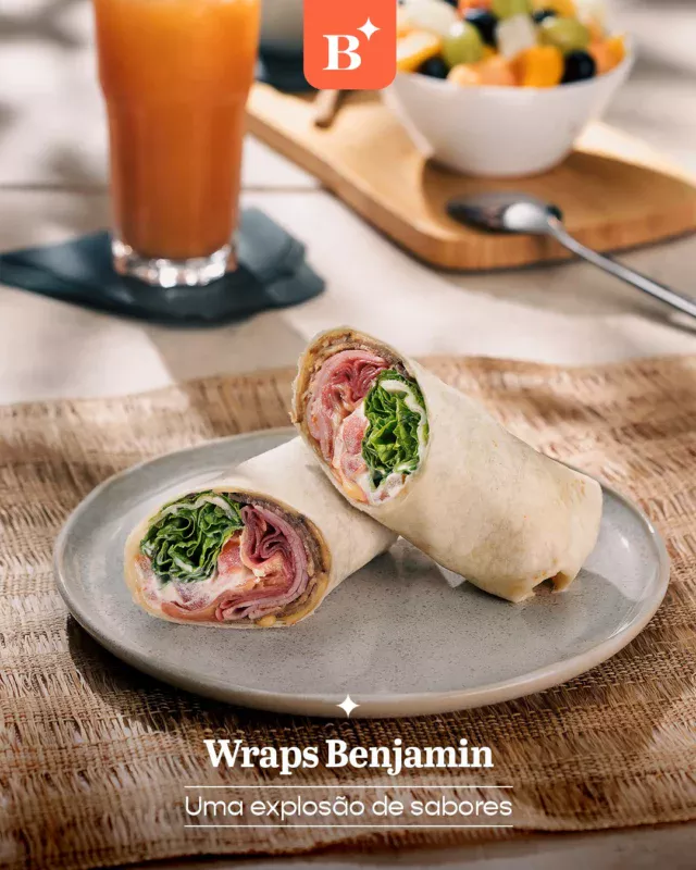 Cada mordida é uma explosão de sabores diferentes que conquistam o paladar. Ideal para quem busca leveza e frescor, sem abrir mão da qualidade. 

Venha provar essa combinação nas suas refeições! 

#Benjamin #PadariaSP #Brunch #Wrap #Artesanal